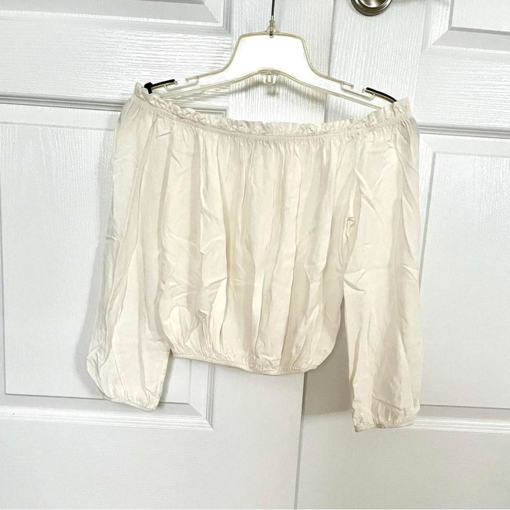 Brandy Melville Cream Smocked Blouse